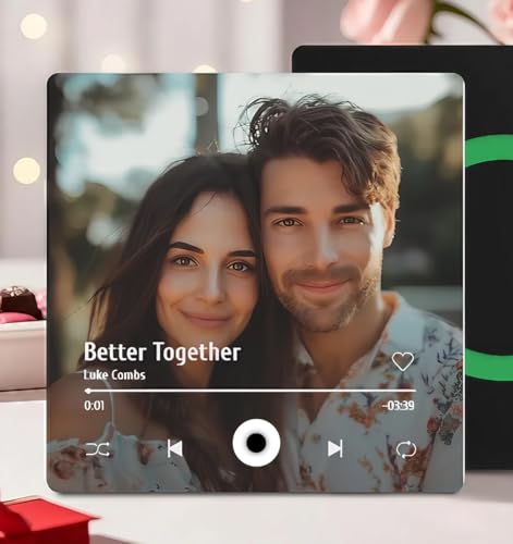 Imán para nevera de álbum de música personalizado, puede reproducir canciones, álbum de fotos personalizado, imanes de refrigerador, reproductor de música, regalos de San Valentín para él o ella