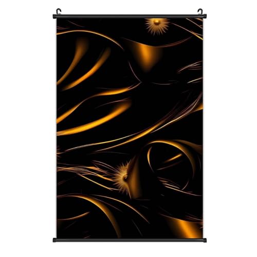 Poster sur toile haut de gamme tableau déco noir et or 40,6x61cm finition premium