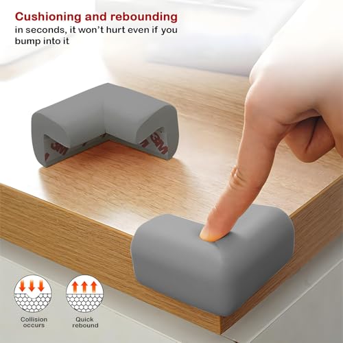 Image of BAYBEE Corner Protector for Baby, Baby Proofing Cushion Guards with 6.5ft Edge Strip & 10 Pcs, Child Safety Protector for Furniture, Table Corners Edge Protector for Kids (Grey)