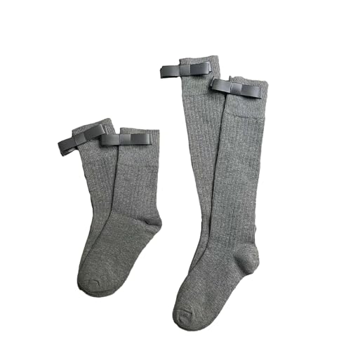 3 pairs - gray vertical stripes slimming versatile bow mid-tube stacking socks