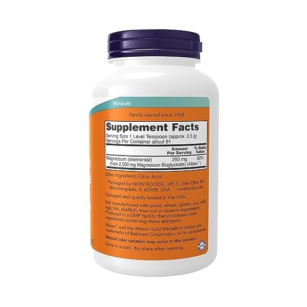 NOW Supplements, Magnesium Bisglycinate Powder, Enzyme Function