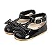 Baby Girl 's PU Toddler Shoes Fashion Solid Color Bow Rubber Sole Casual Shoes Headband Set (Black, 0-6 Months)