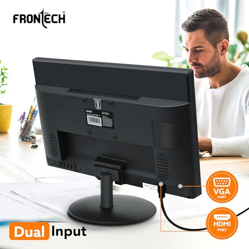 Image of FRONTECH 18.5 Inch HD LED Monitor | Refresh Rate 75 Hz, 1366 x 768 Pixels | Slim & Stylish Design with 220 Nits Brightness | HDMI & VGA Ports, Built-in Power Supply (MON-0006,Black)