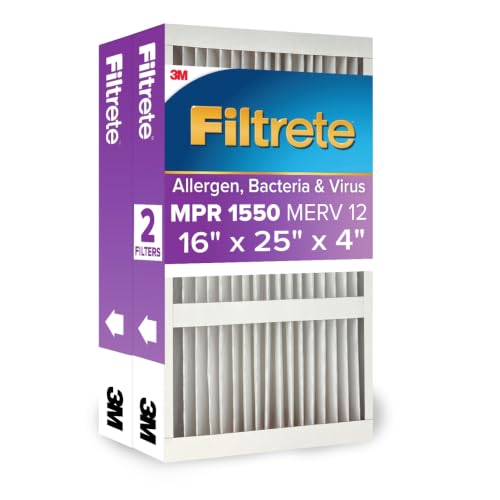Filtrete 16x25x4 Air Filter, MERV 12, MPR 1550, 2 HVAC Filters - image 1