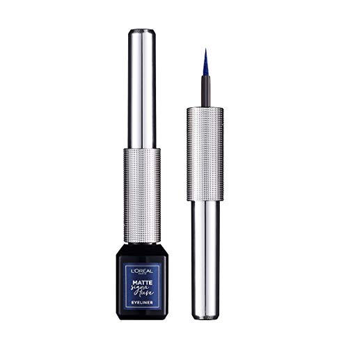 L'Oréal Paris MakeUp Eyeliner Matte Signature, Eyeliner Liquido in Feltro, Blu Metallizzato