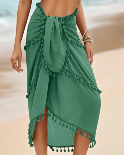 Image of Eicolorte Sarong Cover Up Womens Beach Cover Up Bikini Bathing Suit Swimsuit Swimwear Coverup Sarong Pareo Wraps for Women