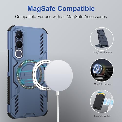 Image of Zapcase Back Case Cover for Vivo V70 FE | Magnetic Case with Built-in Metal Ring | Supports MagSafe Charger, Wallet & Car Mount | Shockproof Hybrid PC + TPU | Blue