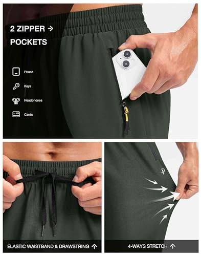 Image of Pudolla Men's Lightweight Hiking Pants Quick Dry Outdoor Sweatpants with Zipper Pockets for Athletic Workout Casual Travel