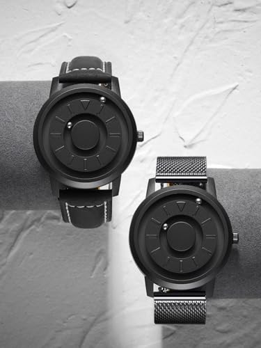 Image of EUTOUR Mens Watches Stainless Steel Magnetic Watch Quartz Watch Business Casual Fashion Wrist Watches Stainless Steel Mesh Strap Black Watches Men 40mm