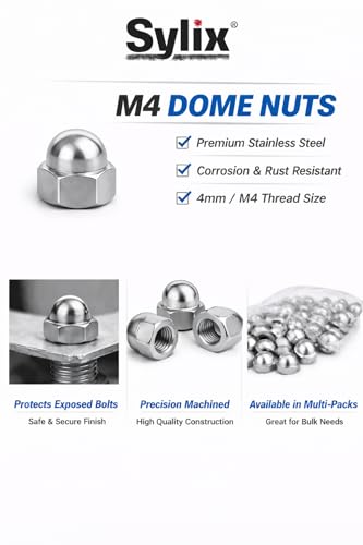 Image of SYLIX 4MM Stainless Steel Hex Dom Nut (10 PCS)