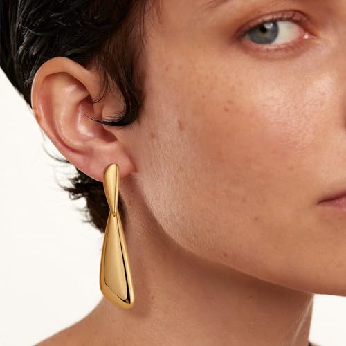 Gold Statement Dangle Earrings for Women Multiple Shapes Metal Drop Earrings3