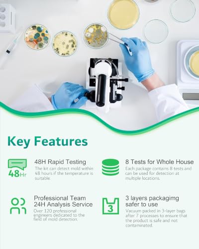 Image of Mold Test Kit for Home, 8 Detection Tests for HVAC, Surfaces & Indoor Air | DIY Black Mold Detector, Free Lab Results Included, Step-by-Step ID Guide, Indoor Air Quality Test for Walls & Vents