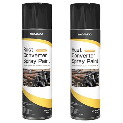 NADAMOO Rust Coverter Spray Paint, Black, 2 Cans