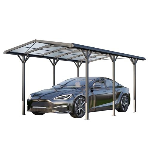 GFP Carport 2,85x5,05m Carport alluminio antracite Carport individuale con grondaia