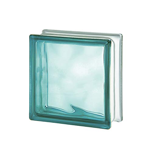 Bloc en verre ondulé Turquoise 19 x 19 x 8 cm