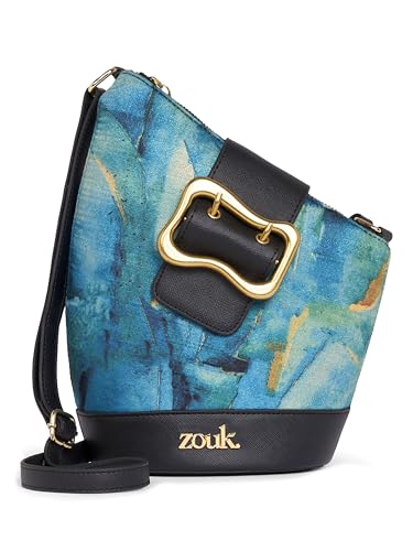 Image of ZOUK Women's Ardha Sling Bag | Black Vegan Leather Crossbody Bag | Asymmetric Silhouette| Adjustable Strap