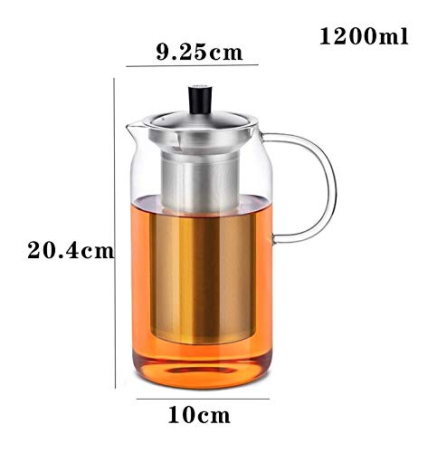 Théière en verre borosilicate de 700 ml à 1200 ml avec couvercle - 4
