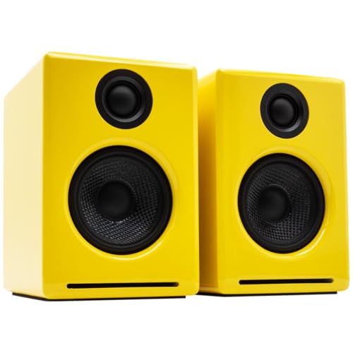 Image of Audioengine A2+ Desktop 24 Bit Limited Edition Wireless Bluetooth Desktop Speakers - 60W Computer Speakers for Music and Gaming Accessories, (Limoncello Yellow)