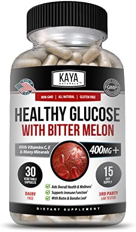 Kaya Naturals Healthy Gluco with Bittermelon Supplement | Support Healthy Levels and Function, 20 Herbs Vitamins and Minerals, Alpha Lipoic Acide, Cinnamon, Vitamin C & E, Non-GMO - 30 Capsules