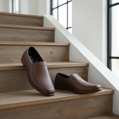 Image of AJANTA Men's Slip-on PVC Formal Shoes | Water Proof & Rain Shoes| Anti Skid Outsole for Firm Grip | Lightweight & Comfortable Loafer for Office & Party