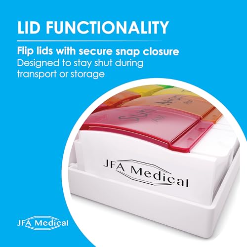 JFA Medical Weekly Pill Box Organiser/Reminder for Medicines Supplements, Vitamins, 7days, 2 compartments per Day - Image 7