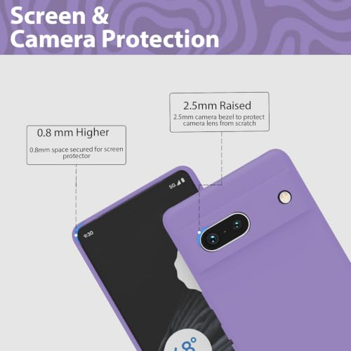 Image of KACA Silicone Back Case for Google Pixel 7a, Soft-Touch, Shockproof Phone Back Cover for Google Pixel 7a (Lavender)