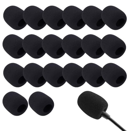 WUSJCOF Lot de 20 Bonnets Anti-Pop pour Microphone, Pare-Vent pour Micro Lavalier, Mini-Micro Casque Anti-Vent, Compatible avec Petits Micros et Casques Lavalier (8×22×30mm) (Noir)