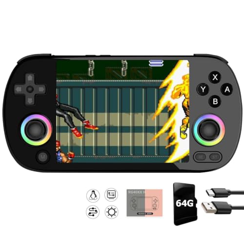 Image of RG40XX H Handheld Game Console RG40XXH Retro Gaming Console 4.0'' IPS Screen with 64G TF Card Pre-Installed Games Linux System Supports 5G WiFi Bluetooth HDMI and TV Output New Emulator RG40XX Black