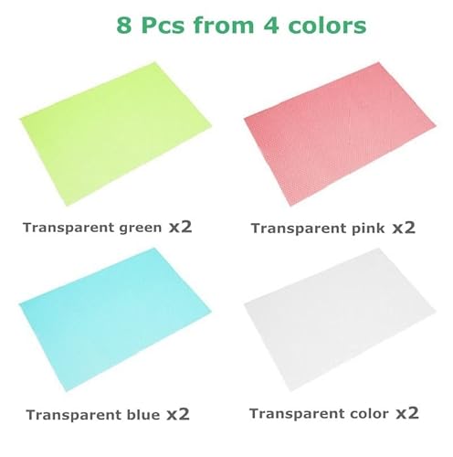 Refrigerator Liners,Fridge Mats Liners For Glass Shelves Washable Oilproof,Eva Shelf Mat Drawer Liner Protects Against Spills Can Be Cut-8 Pack Mixed(Blue+Green+Pink+White) #TOP5