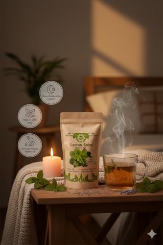 Premium Zitronenmelisse 50g – 100% Rein, Roh, Wild, Nicht-GVO, Vegan – Beruhigendes Kraut zur Stresslinderung, Schlafunterstützung und für die Verdauungsgesundheit – Ideal für Kräutertees und Extrakte