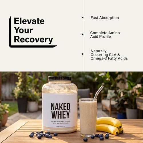 Image of NAKED Whey 5LB 100% Grass Fed Unflavored Whey Protein Powder - Only 1 Ingredient, NSF Certified, Undenatured, Gluten Free, Soy Free, Promote Muscle Growth and Recovery - 76 Servings