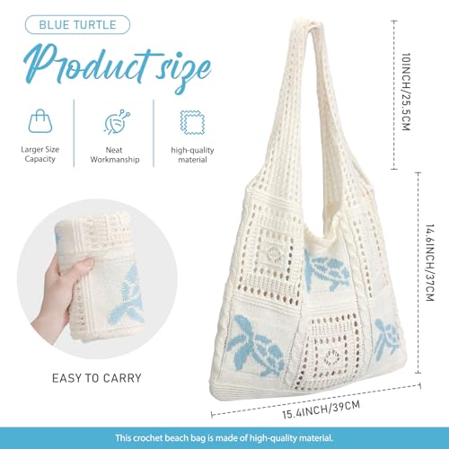 Image of hatisan Crochet Bag for Women, Handmade Knit Beach Tote Bag Summer