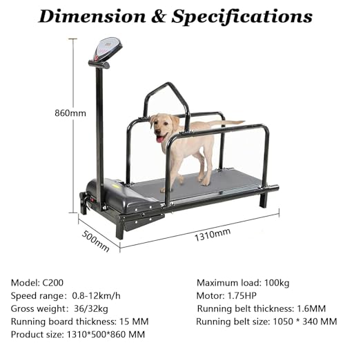 Hundelaufband FüR Kleine Hunde,Hundelaufband FüR Mittlere Hunde,200w Motor,Geschwindigkeitsbereich 0,8–6 Km/H,Mit Neigungsverstellung Und Anzeigebildschirm,TragfäHigkeit 80 Kg,C200