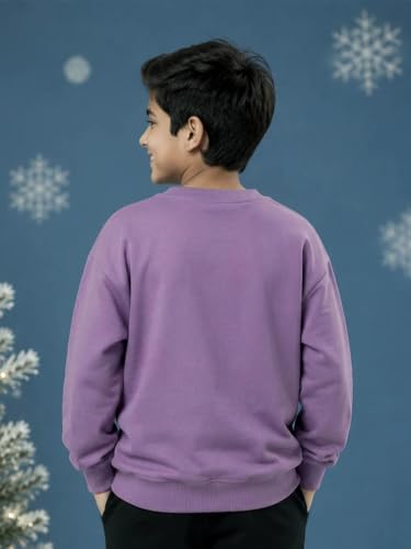 Image of KiddoPanti Boys Solid Round Neck Full Sleeve Fleece Sweatshirt | 60% Cotton 40% Polyester | Soft Warm Winter Pullover | Ribbed Cuffs & Hem | Casual Winter Sweatshirt for Kids
