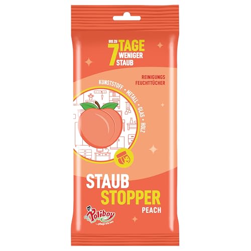 Polliboy - Toallitas húmedas con efecto antiestático, paños multiusos con aroma a melocotón, 1 x 24 toallitas, fabricado en Alemania