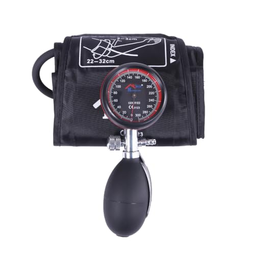 Image of MCP Healthcare Palm Type Aneroid Blood Pressure Monitor Sphygmomanometer with Latex-Free Cuff - Professional Manual BP Monitor for Accurate Readings (Black)