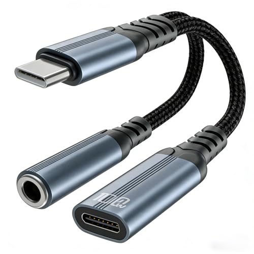 2in1 �^�C�vC �C���z���W���b�N �ϊ� �^�C�vc�AUSB-C �C���z���W���b�N ��҃P�[�u�� �[�d���Ȃ���C���z�� �ʘb ���ʒ��� 100W PD�}���[�d�Ή� 3.5mm�I�[�f�B�IiPad Pro/Google Pixel/Xperia/Samsung