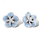 LIUBAOBEI Damen-Ohrstecker,Blumenohrring Pflasterstein 925 Sterling Silber Statement Party Hochzeit Ohrstecker Für Frauen Schmuck-Farbe:1_As_Shown