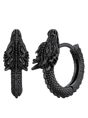 FaithHeart Mens Dragon Claw Earrings Gothic Piercing Huggie Hoop Earrings for Male Safe for Sensitive Ears Gift Jewelry for Bf Dad Brothers