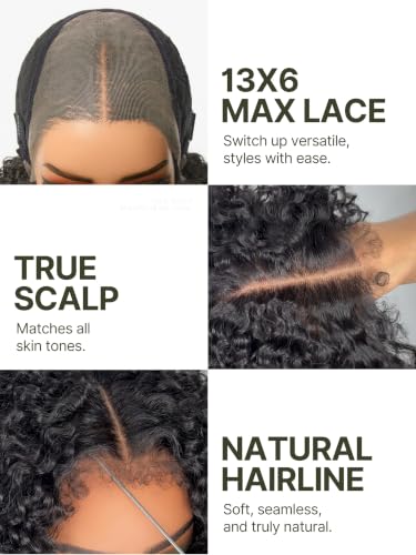 Image of Jerry Curly Wigs 13X6 HD Lace Frontal Glueless Wig 12 Inches | Short Curly Wigs for Black Women 200% Density Headband Wig Natural Black Ready to Go