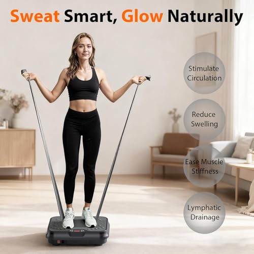 Image of Vibration Plate Exercise Machine for Lymphatic Drainage | 400Lbs Capacity Vibration Platform Machine with 4Resistance Bands, 250-Speed Setting for Leg Massage, Fat Burning&Weight Loss