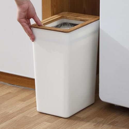 Image of ABOOFAN Kitchen Garbage Cans Japanese Fair Pitcher Storage Bucket Strawberry Decor Bathroom Bin Wood Garbage Container Bin Trash Can Home Decor Trash Basket Wooden Bamboo Cover Desk Office