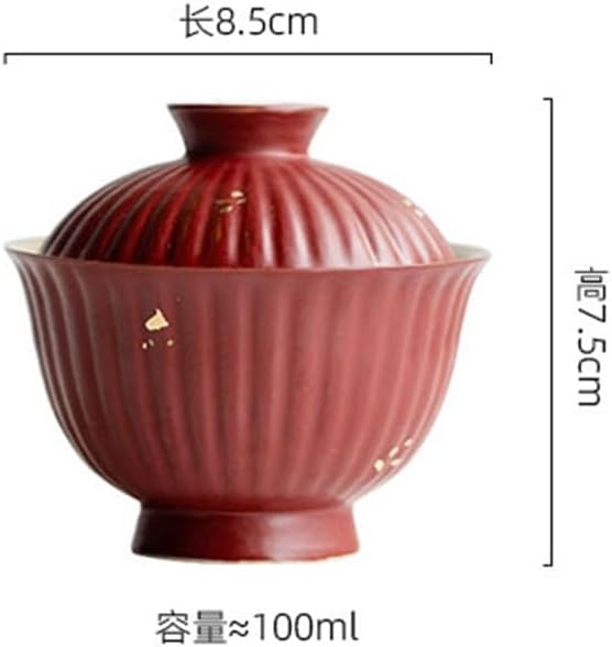 Red Ceramic Covered Bowl Sprinkled Chrysanthemum Petal Tea Handmade Kung Fu Ware Brewing