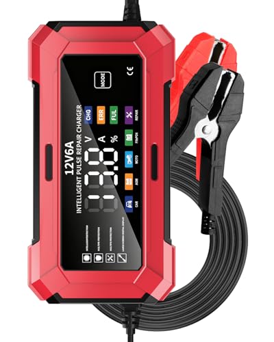 Image of REHTRAD Fully Automatic Car Battery Charger 6A 6V /12V，Battery Charger for Car and Bike,Suitable for Most Battery Types, Including Calcium, Gel, AGM, Wet Lead-Acid Batteries