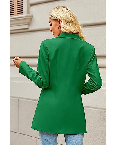 luvamia Blazers for Women Business Casual Long Blazer Jackets Dressy Work Professional Office Outfits Lapel Pockets