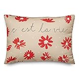 Creative Products C'est La Vie Florals Throw Pillow | Decorative Pillows for Living Room Couch Bed Sofa, Fluffy Soft Cushion | Cream, 14x20