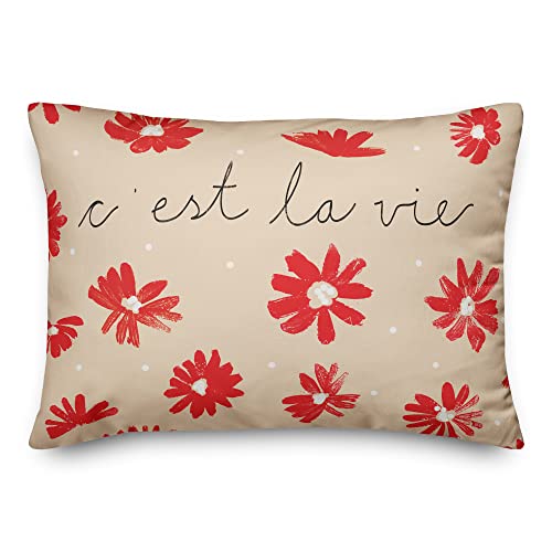Creative Products C'est La Vie Florals Throw Pillow | Decorative Pillows for Living Room Couch Bed Sofa, Fluffy Soft Cushion | Cream, 14x20
