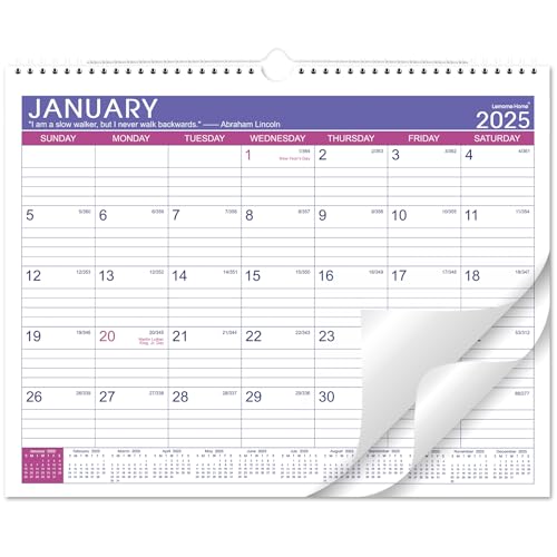 Calendario de pared 2023-2024, calendario 2023-2024, enero de 2023 a junio de 2024, 15 x 11.5 pulgadas, encuadernación de doble alambre + gancho para colgar + bloques rayados con fecha juliana, morado