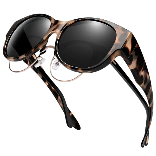 URUMQI Sunglasses Over Glasses Women Polarized UV400 Protection Fit Over Glasses Sunglasses for Women Round Cat Eye