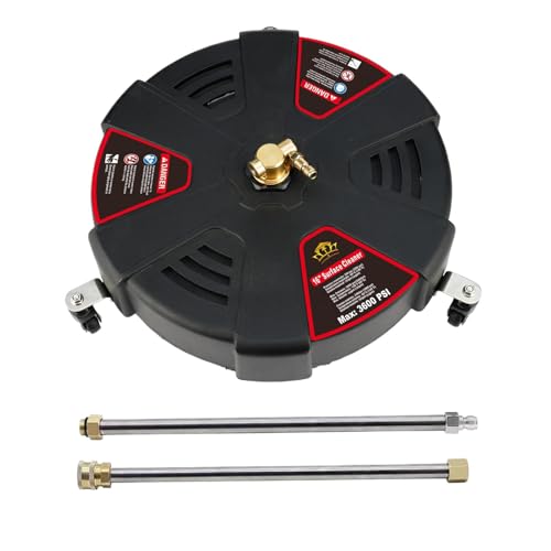 Limpiador de superficies de alta presión – Accesorio para hidrolimpiadora de 13/16 pulgadas de diámetro | Limpiador de superficies para exteriores con ruedas y 2 boquillas de alta presión | 3600 PSI